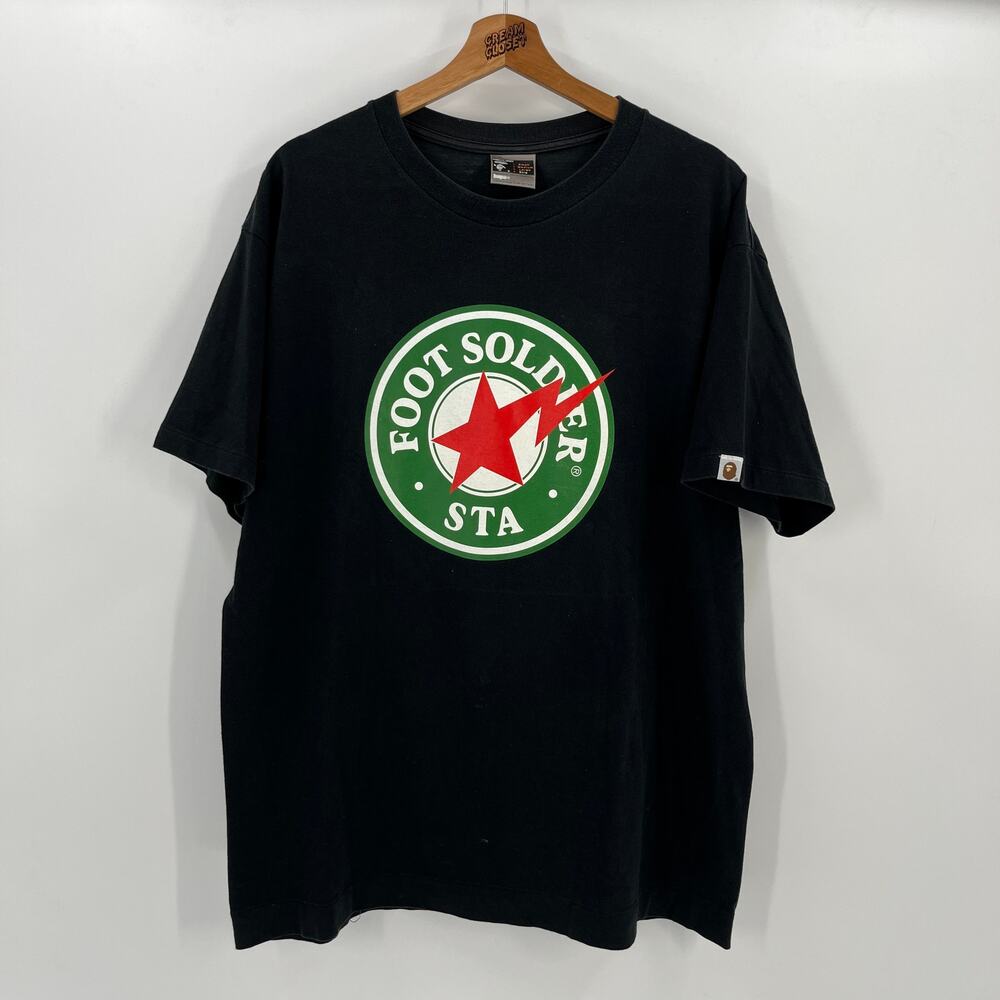 Vintage OG A Bathing APE BAPE Nigo Foot Solider Sta Heineken Tee in Black XL